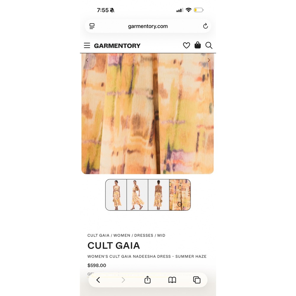 Cult Gaia Nadeesha Dress Summer Haze Abstract Cutout Midi Halter Gold Ring M NEW - Picture 5 of 7